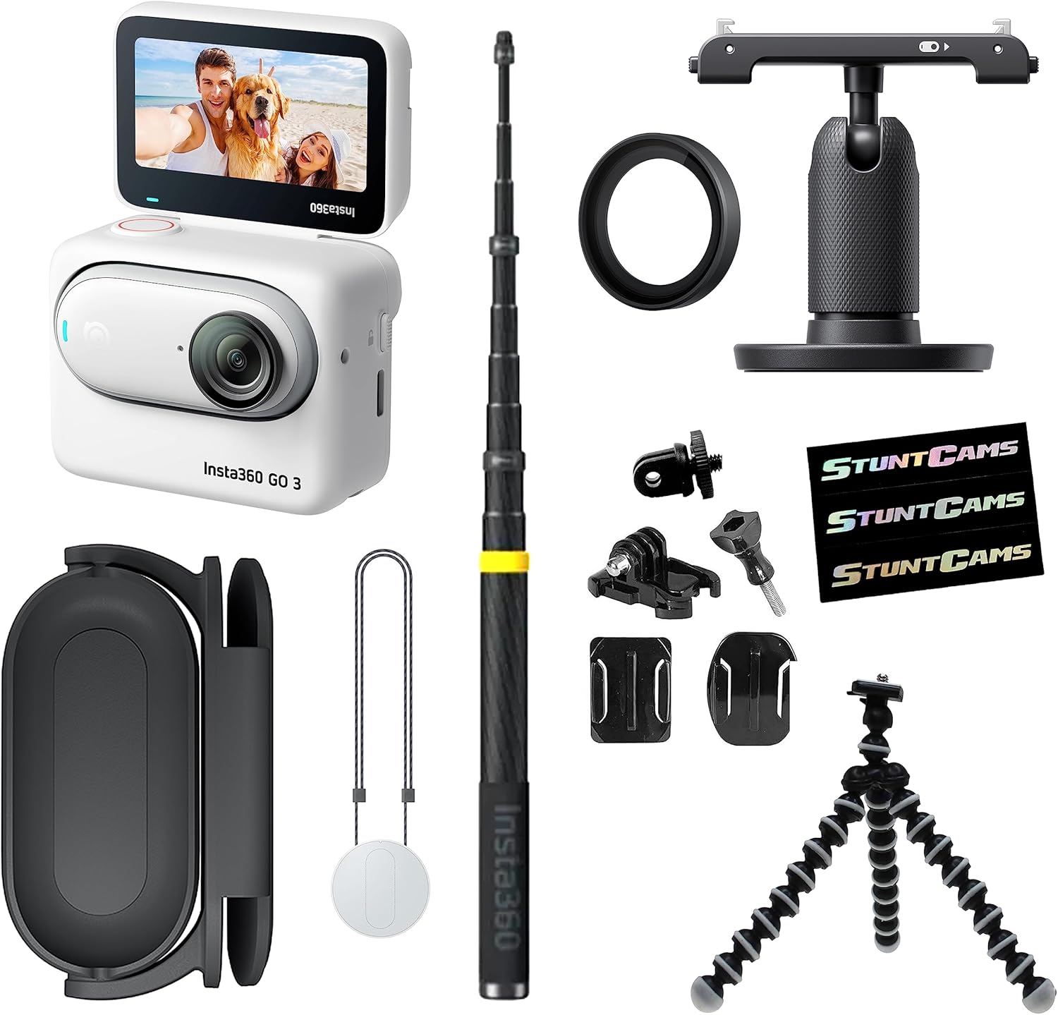 Insta360 GO 3 (128GB) – Small & Lightweight Action Camera, Portable and Versatile, Hands-Free POV, Multifunctional Action Pod, Waterproof, with 118" Drone Selfie Stick, Mini Tripod and Helmet Mount