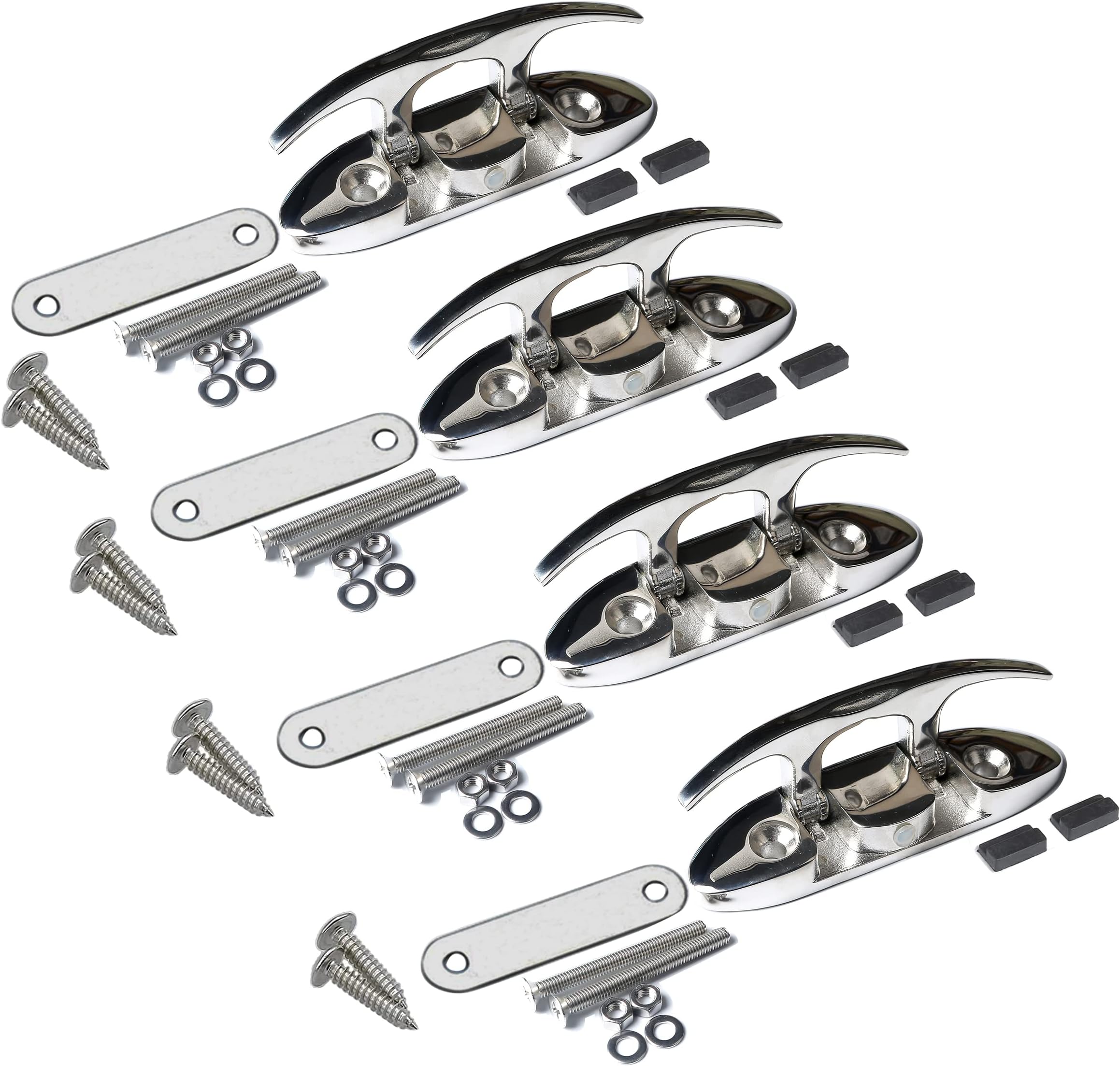 MX 4-1/2' Boat Folding Cleat Marine Dock Cleats Flip Up Boat Cleats Stainless Steel with Fastener Pack of 4