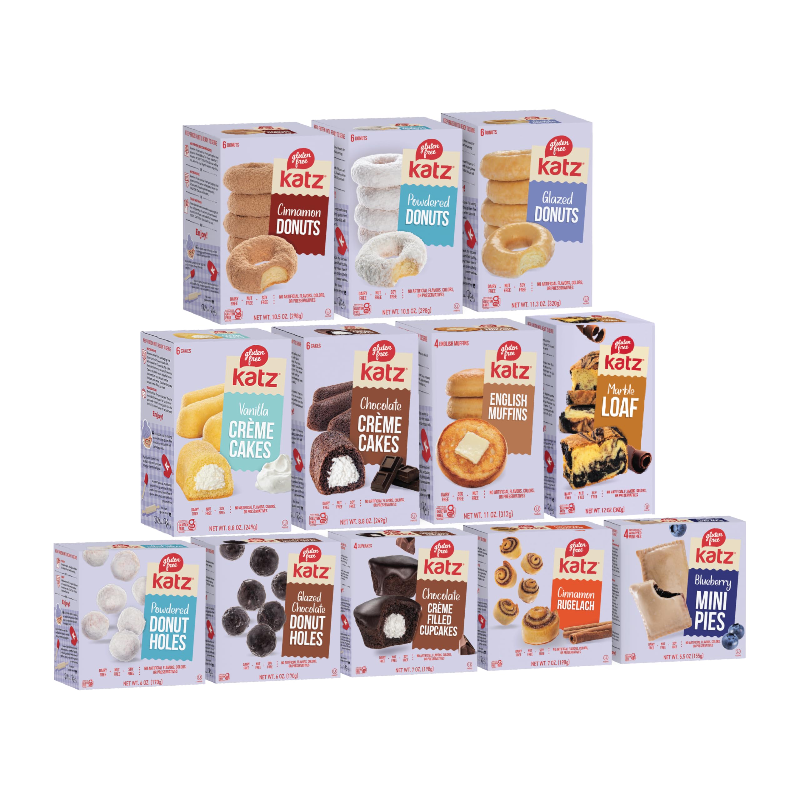 Katz Gluten Free Variety Pack. Kosher Snacks For Adults & Kids. Free of Dairy, Soy, Tree Nuts, and Peanuts. (12pk)