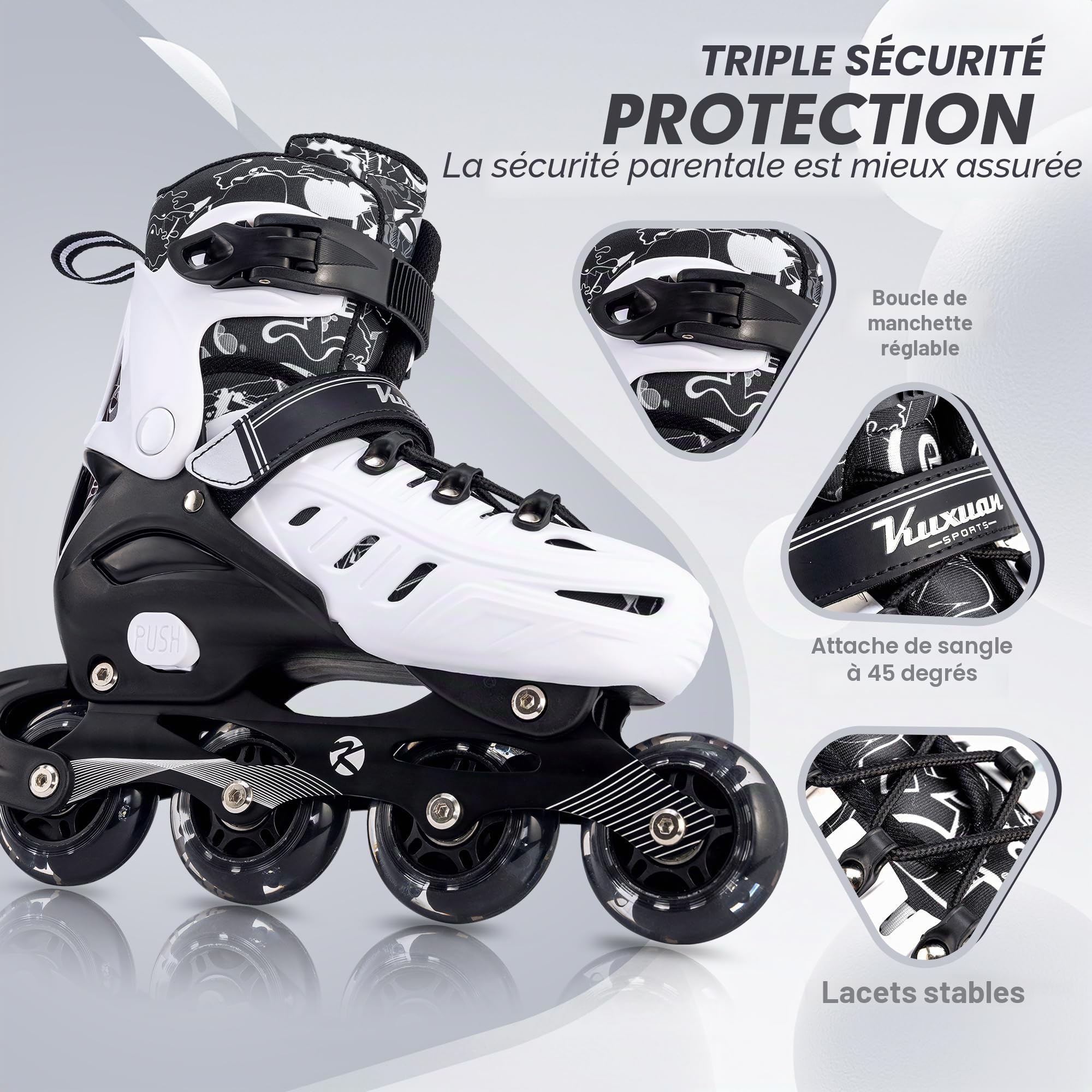 Kuxuan Skates Rollers en ligne pour enfants, réglables, amusants, pour filles, garçons, femmes, débutants en extérieur et en intérieur