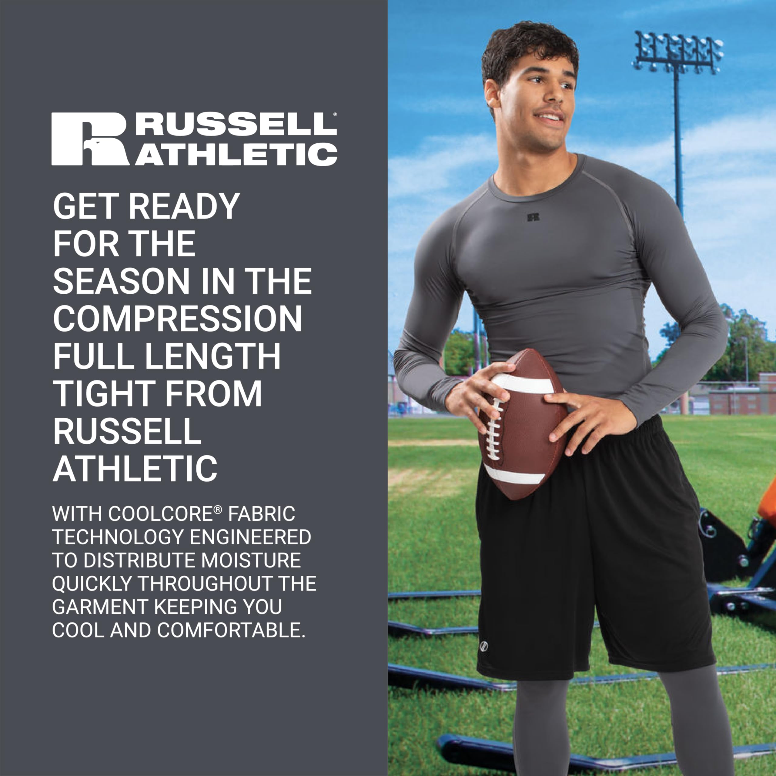 Russell Athletic Herren Coolcore Kompressionsstrumpfhose in Voller Länge Kompressionshose