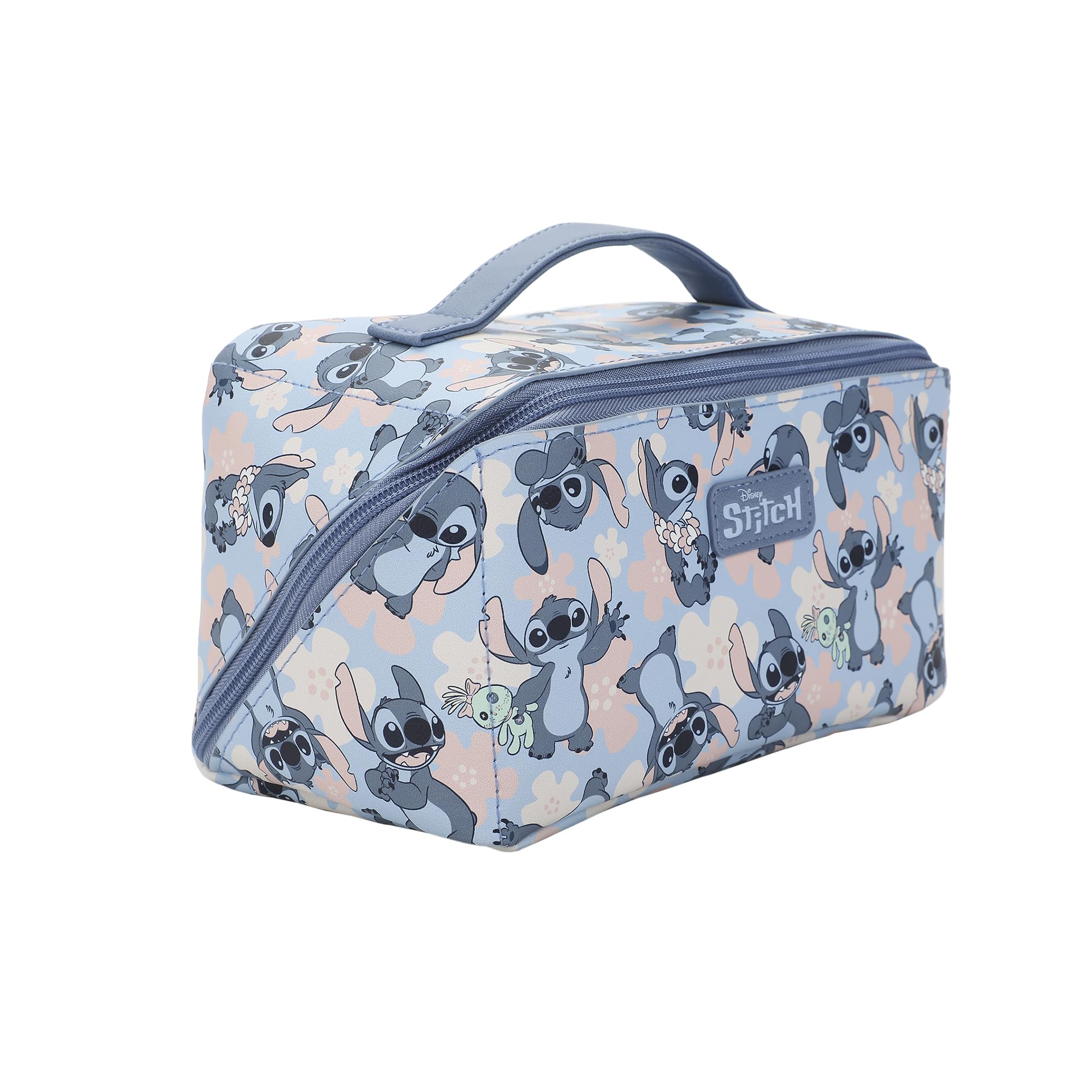 Bioworld Disney Stitch Poses All-Over Print 9" Blue Cosmetic Bag
