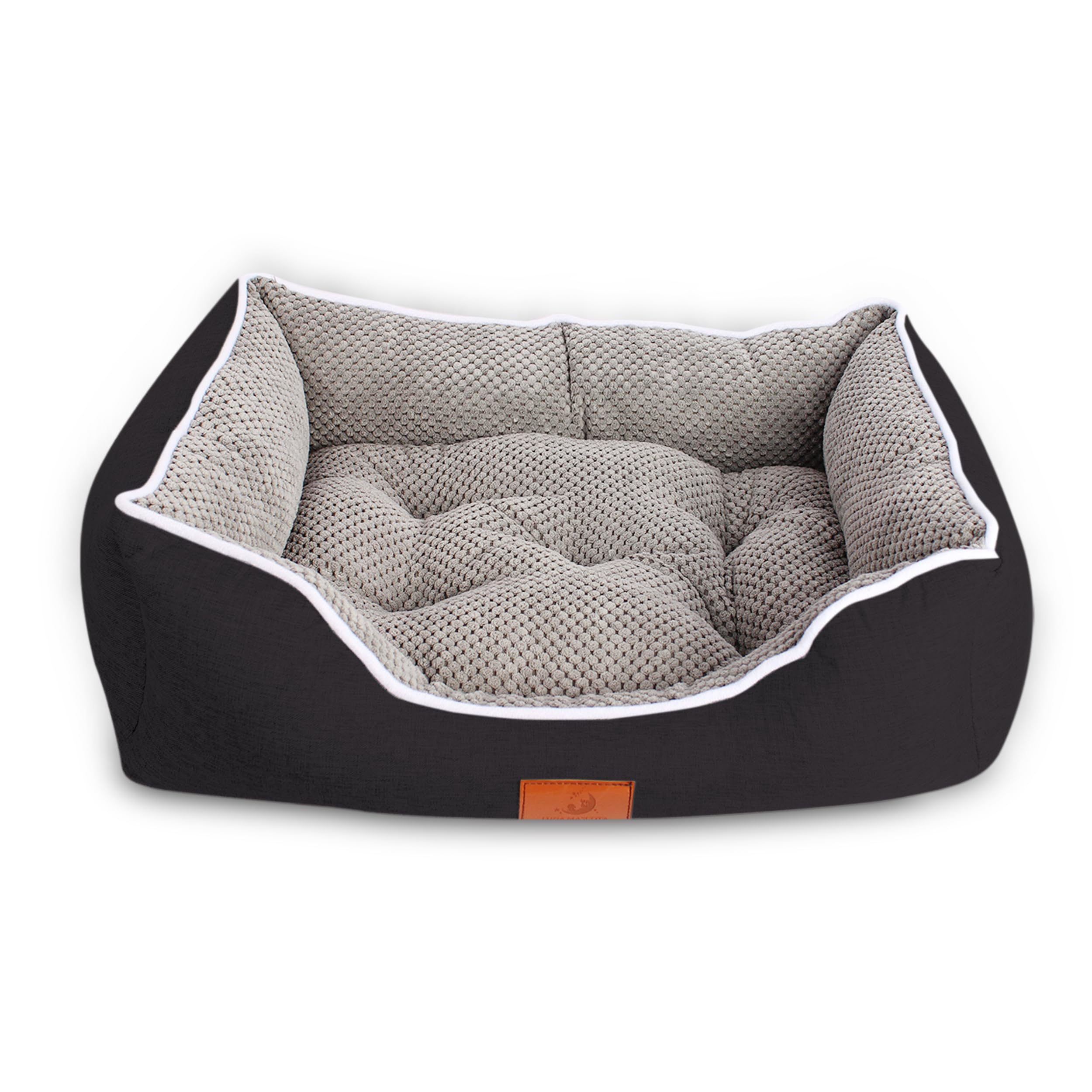 Cama para Perro y Gatos pequeños de Forma Rectangular Lavable, Cama para Mascota Antideslizantes con Relleno de Fibras Suave. (Talla S, 57 * 42 cm, Color Negro)