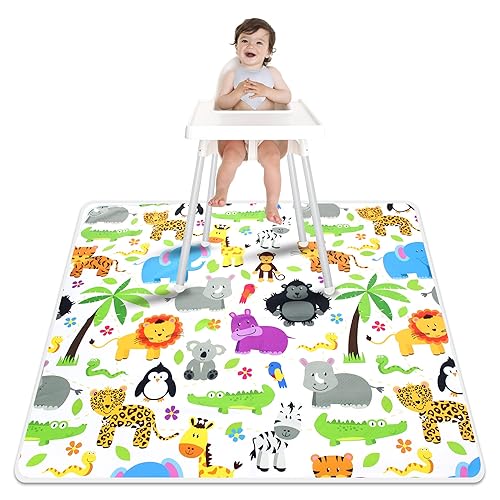 Paw Legend Tapete lavable para silla alta tapete antideslizante de silicona para salpicaduras 53 x 53 pulgadas tapete a prueba de fugas animal