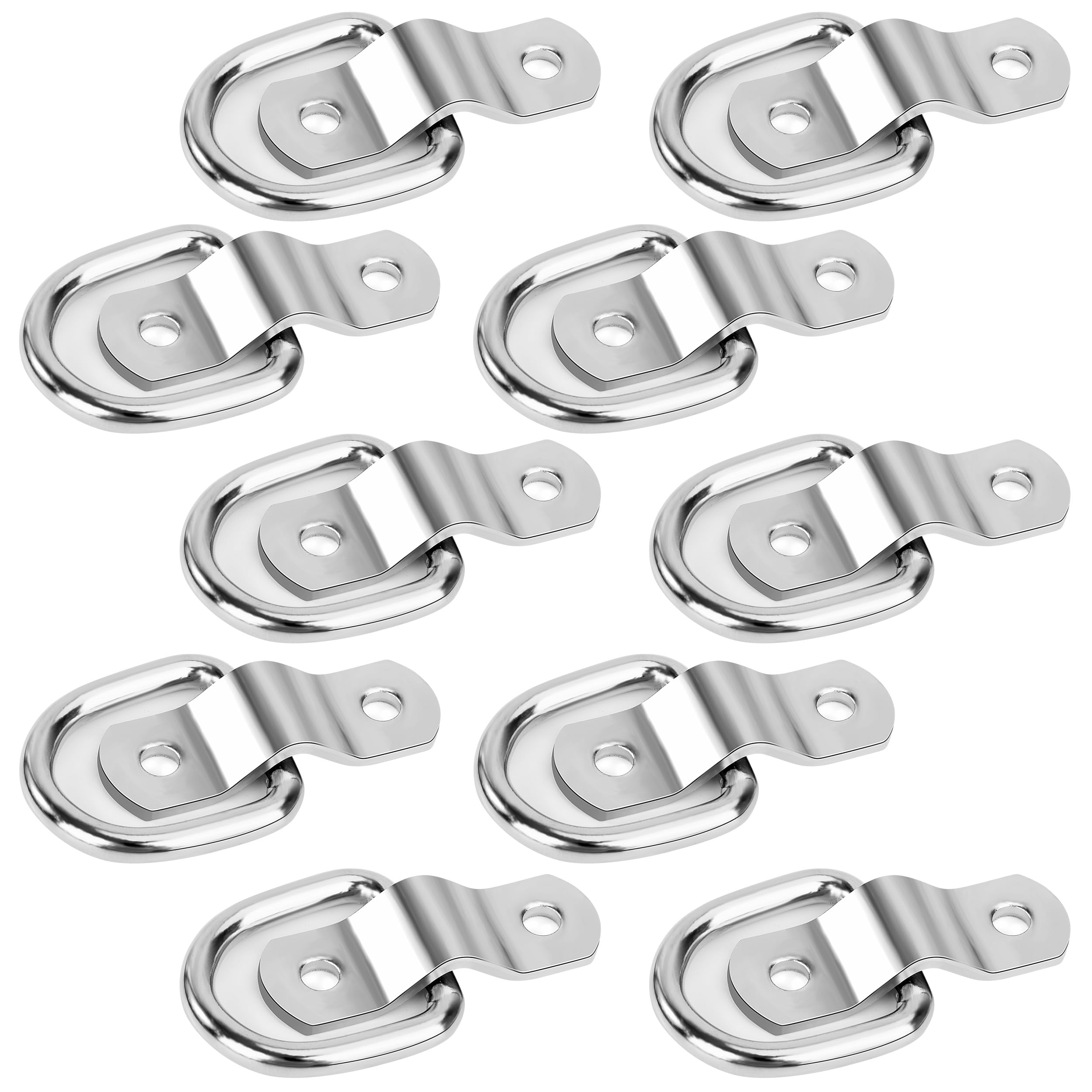 10 Pzs Anelli di Ancoraggio da Parete a D, D Anello di Ancoraggio per impieghi gravosi, Color Argento, Supporta 500 kg per Carichi su Rimorchi, Camion, Camper, Furgoni, Quad, Barche
