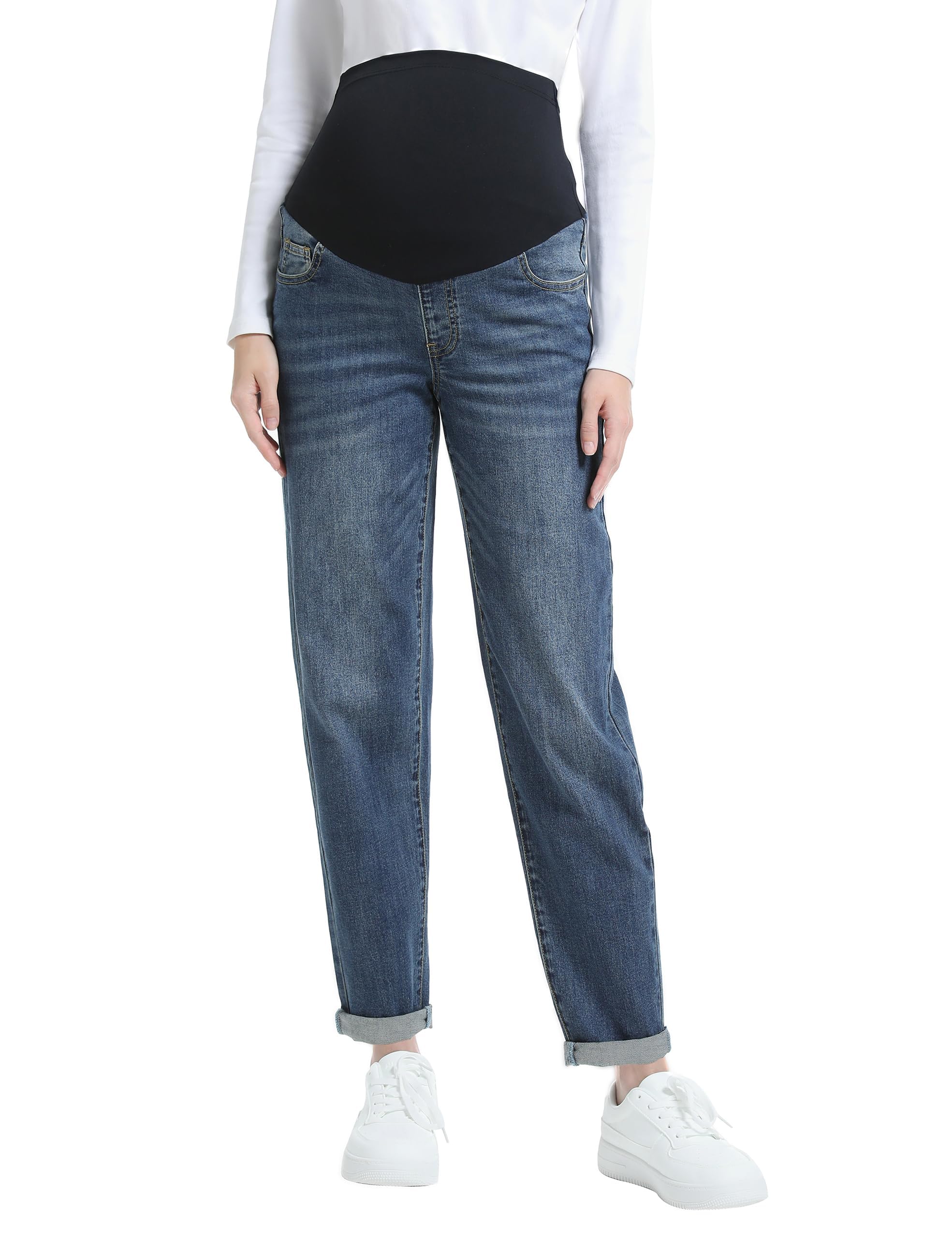 Jean de grossesse pour femme au-dessus du ventre Boyfriend Jeans de grossesse en denim avec poches