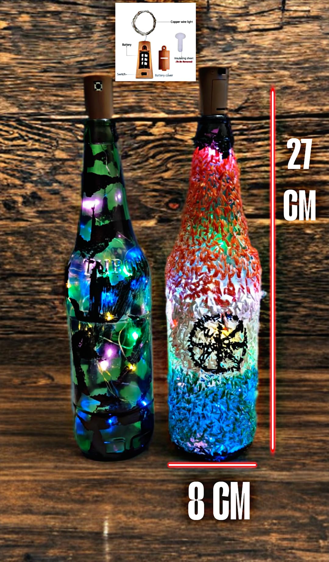 yanchi OダルトンLED WINE GLASS BULB A&B Antique Blue Bottle Lights