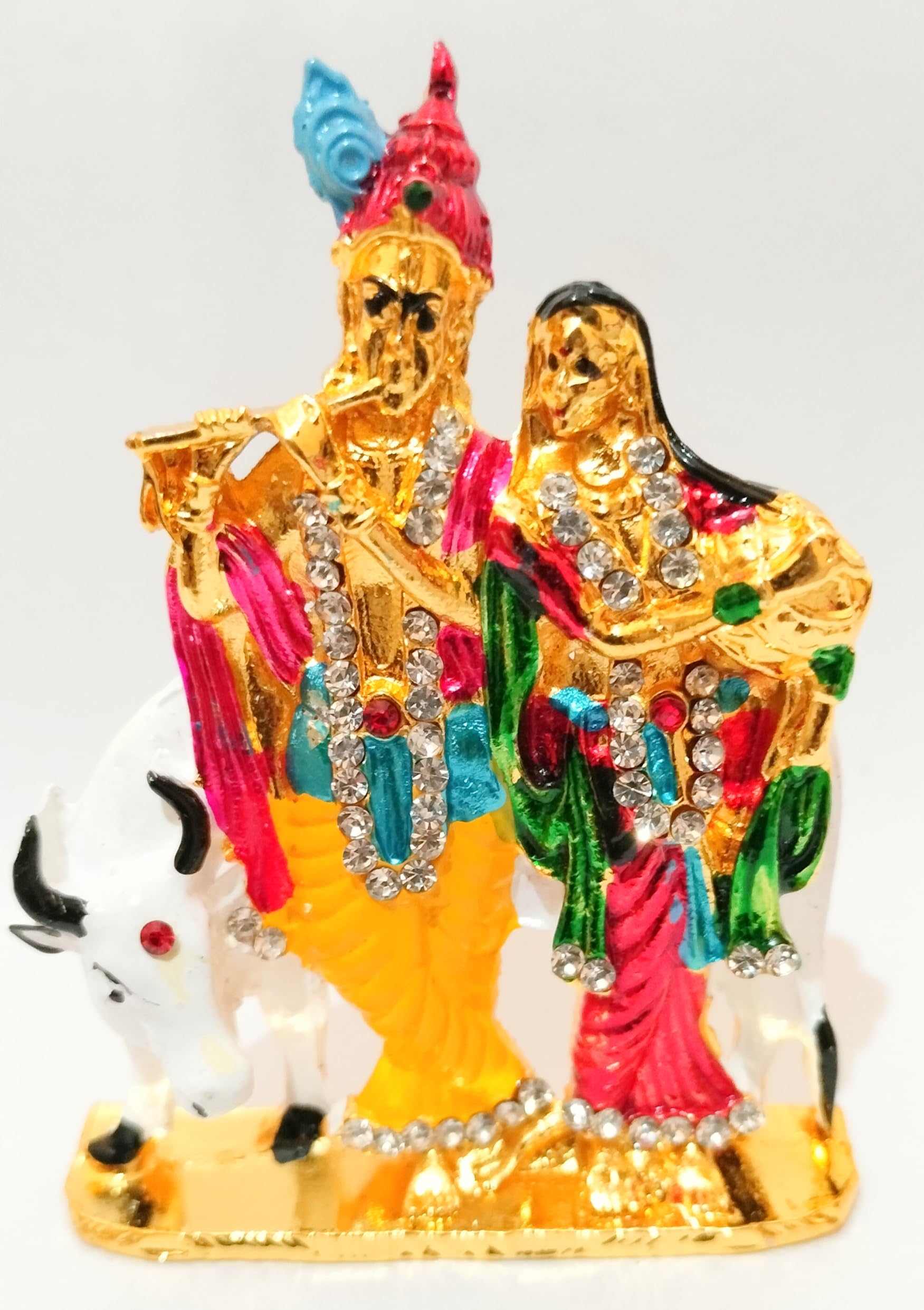 GenericMoney Vastu Feng Shui Idols Products Item's Collection Lord Radha Krishna & Cow/Radhey Krishan Couple Idol God Statue Decorative Showpiece