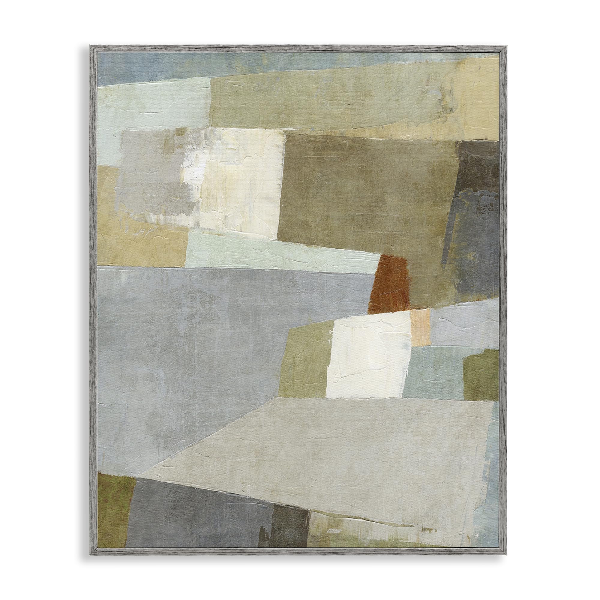 Stupell Industries Farmhouse Gray (Textured) 'Causeway Neutral Geometrics'| Framed Giclee Art