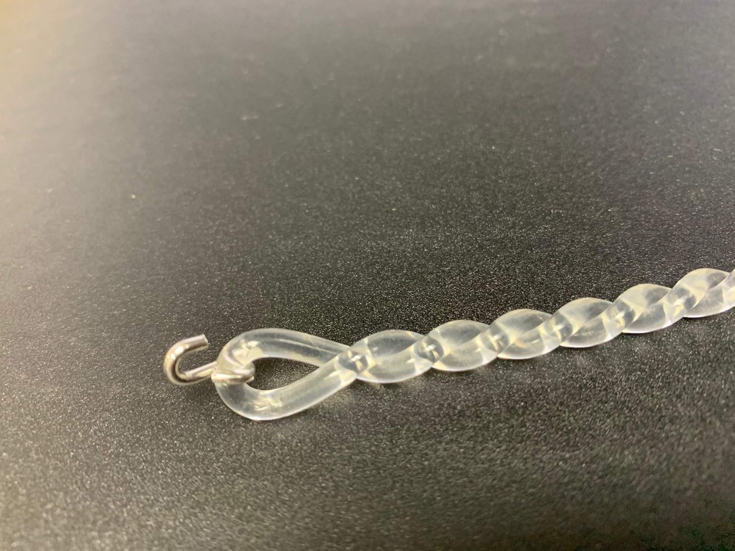3/16" X 9.00" 85A Clear Urethane Twisted O-Ring with Stainless Steel "S" Hook - 50 Per Pack