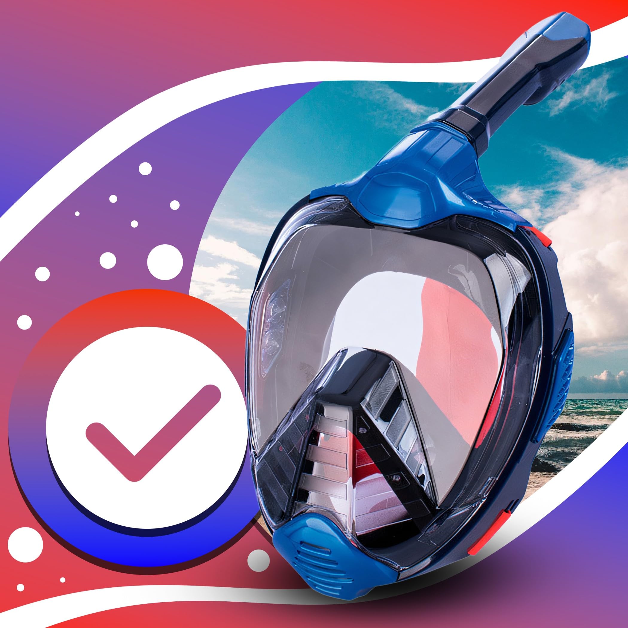 Retoo Máscara de esnórquel, máscara completa para adultos y niños, tecnología L XL, antivaho, antifugas, máscara completa con campo de visión de 180°, gafas de buceo con cámara de ajuste, set de