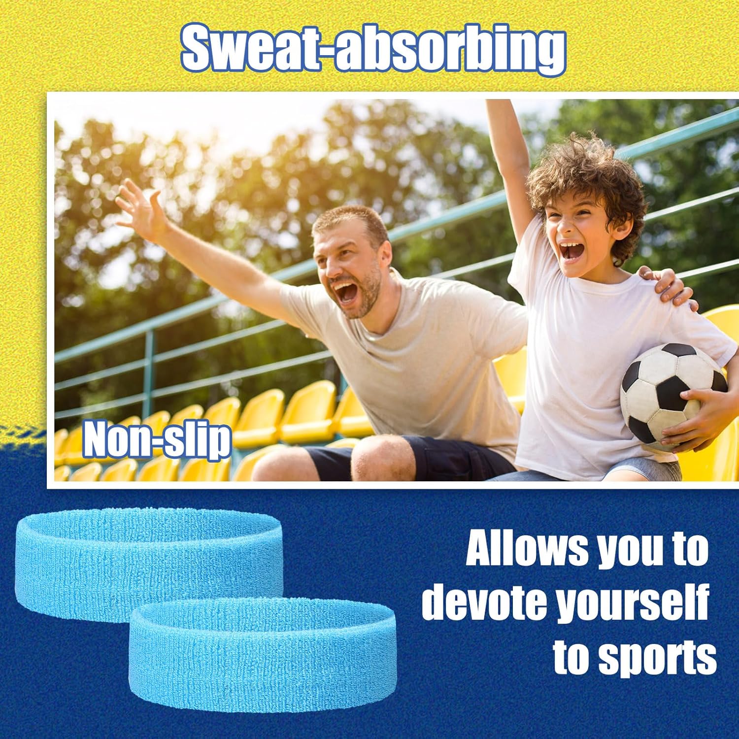 Libima 24 Pcs Kids Sweatbands Bulk Boys Headband for Sports Kids Cotton Terry Youth Sweatbands Elastic Sports Headbands Wicking Athletic Bands for Team Activity