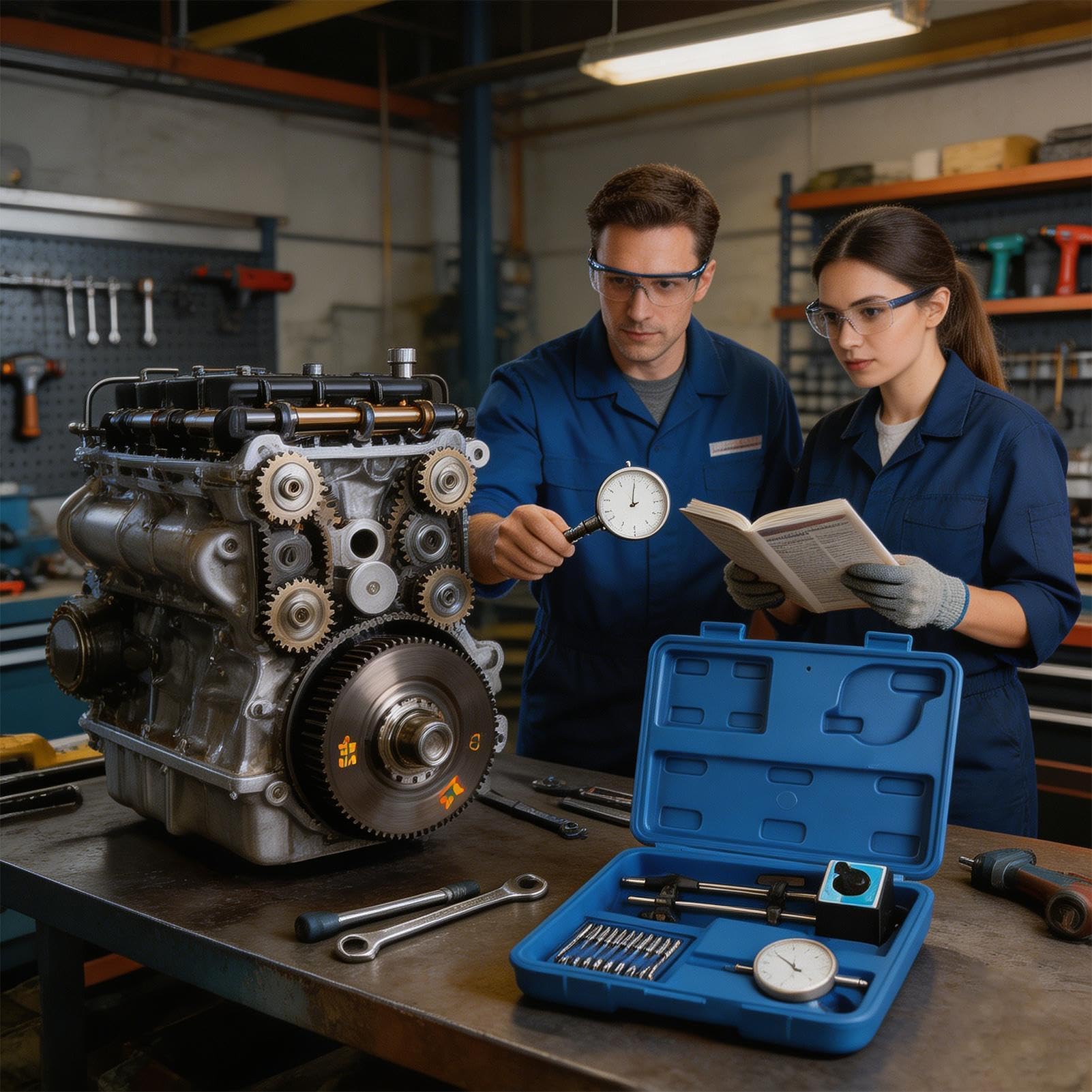 Reloj de medición – Carcasa imperial de 1 pulgada Dti | Base magnética Reloj Tdc de 60 kg | Instrumento de medición de ingeniería automotriz. Pasos de 0,001 pulgadas, brazo flexible