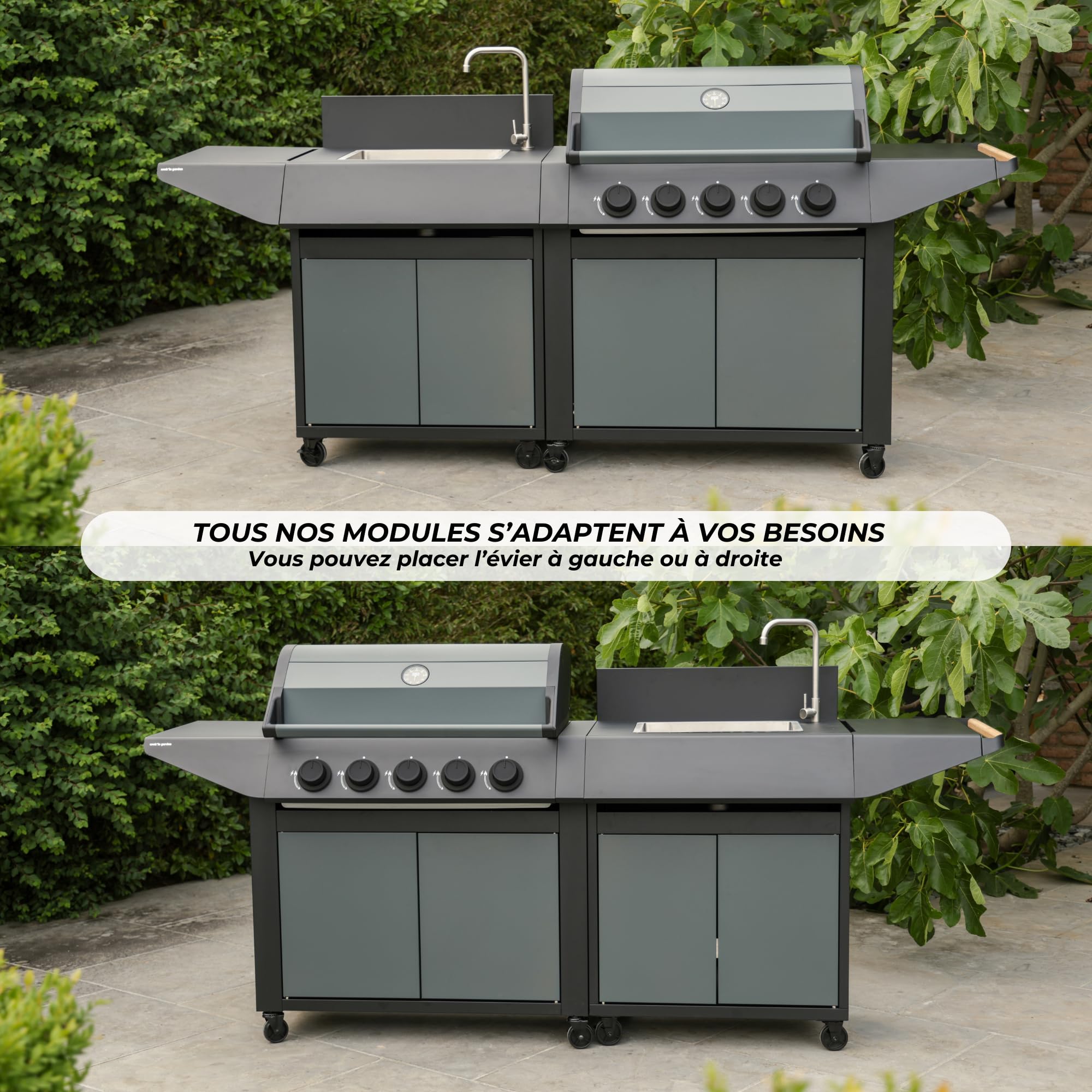Cook'in Garden - Barbecue à gaz BURN 80 PREMIUM 5 brûleurs + évier