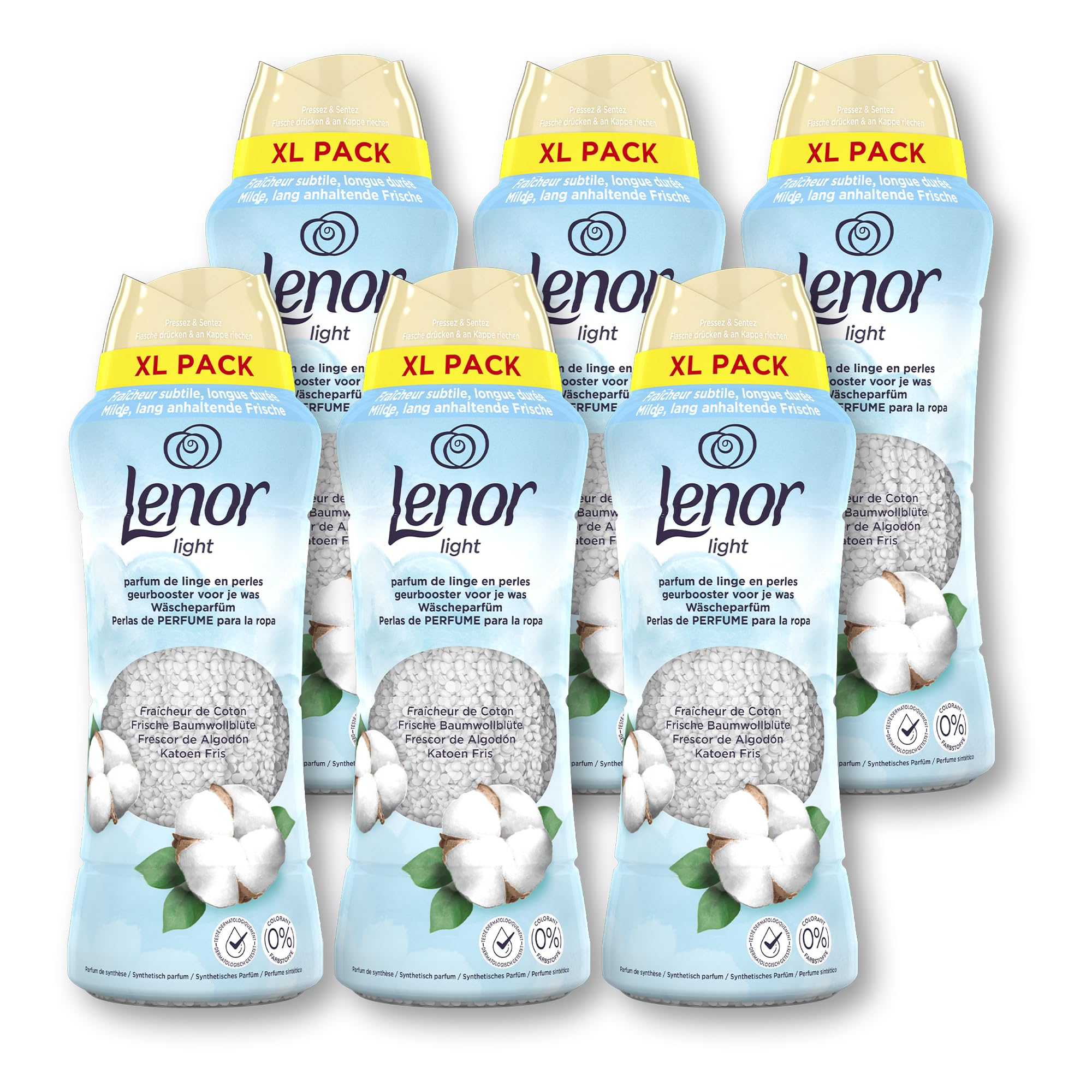 Lenor Cotton Fresh Perełki zapachowe do prania 6x495 g, delikatna świeżość, która trwa