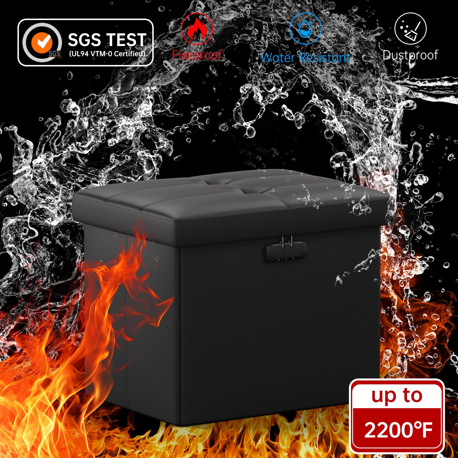 Tamfile Ottoman 17 13 13inches Fireproof Waterproof Folding