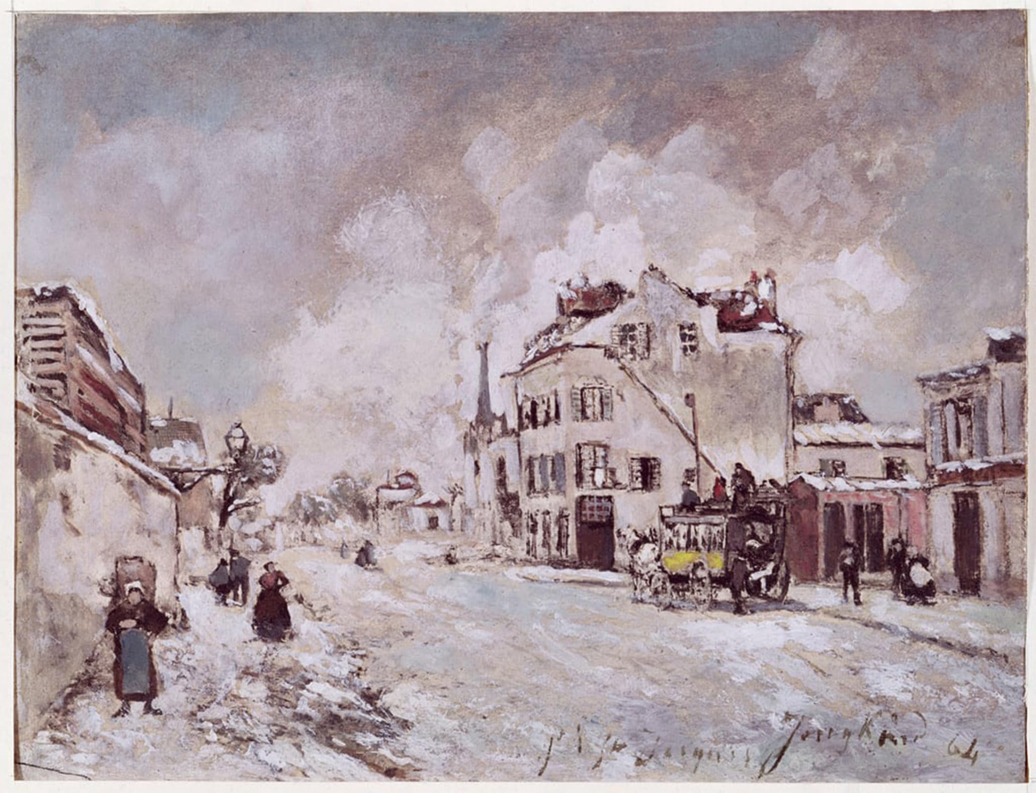 ARTXLXXBN Famous Prints Artwork Pictures Poster Painting Art View of Faubourg Saint jacques by Johan Barthold Jongkind Artwork Landscape Pictures for Home Decor 60x90cm