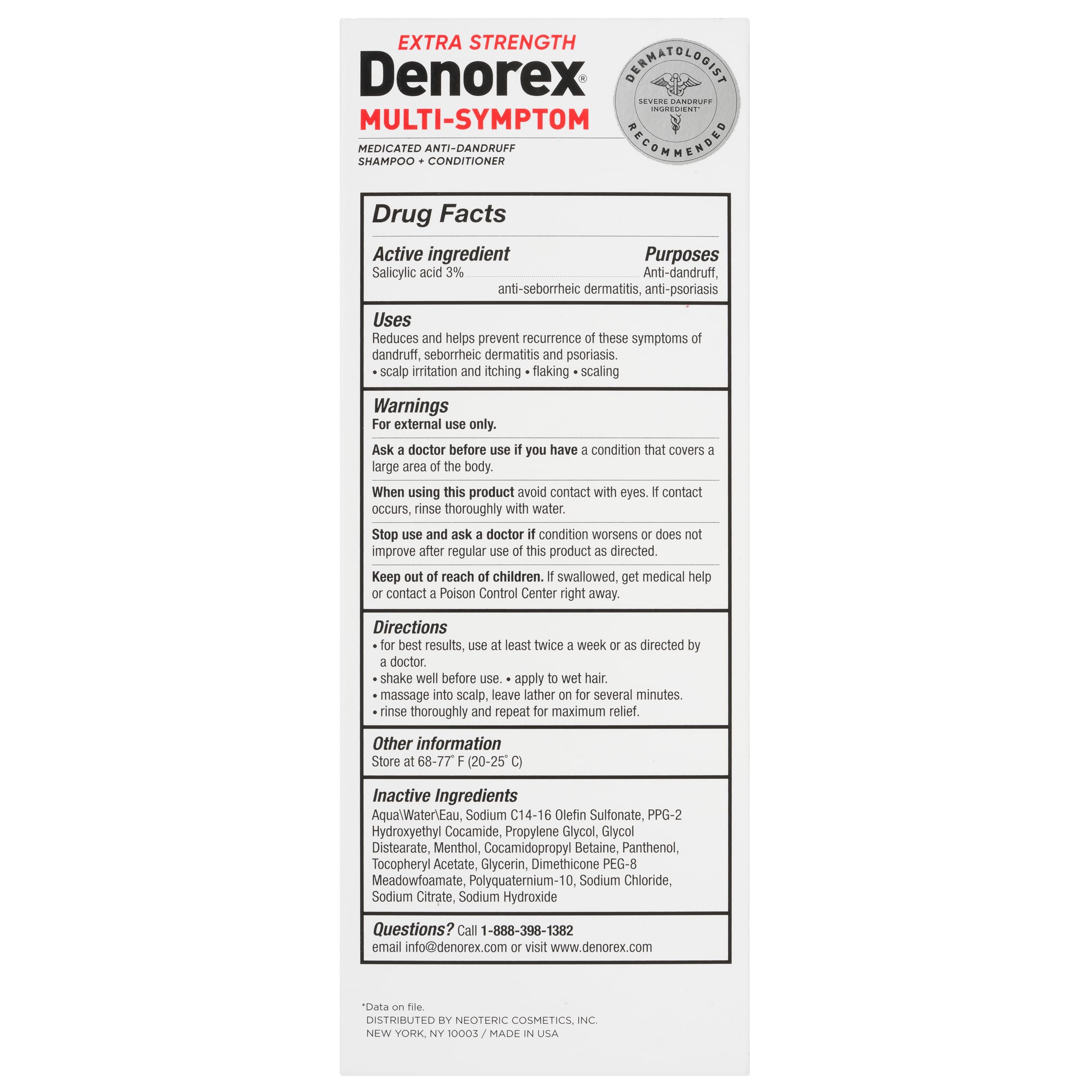 Denorex Extra Strength Szampon i odżywka, 10 uncji.