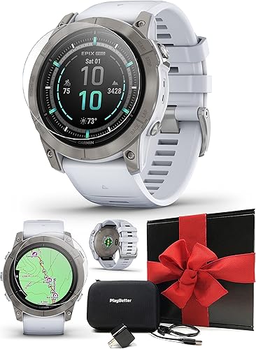 Garmin epix Pro (Gen 2) Sapphire (TitanioPiedra Blanca) Reloj GPS para exteriores  2.008 in con pantalla AMOLED y linterna integrada  Paquete de