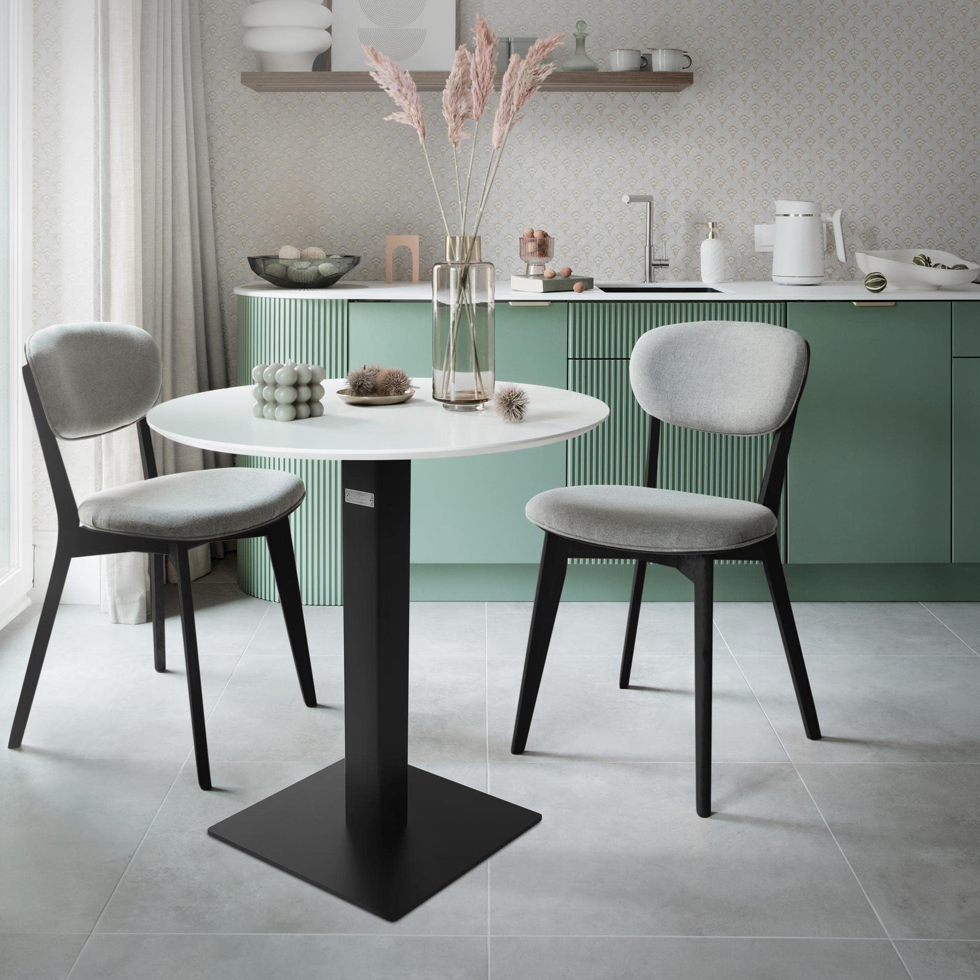 ML-Design Base per Tavolo Piedistallo Altezza 72 cm Telaio in Acciaio Verniciato a Polvere Nero con Piastra di Base Quadrata 43 x 43 cm Struttura per Interni ed Esterni