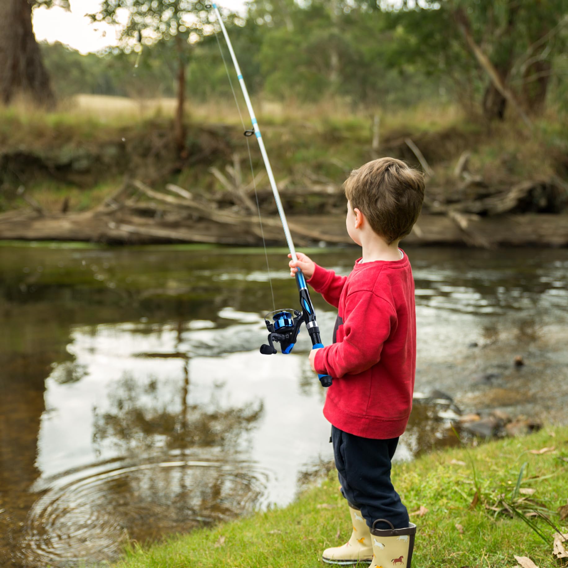 Combos giratorios, Polo de Pesca para niños, 4pcs telescópico Mini niños de caña de Pesca Juego de Arranque de cerámica Anillo de Fibra de Vidrio de Fibra de Vidrio para Principiante