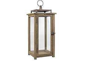 Stonebriar Rustic Wooden Hurricane Lantern - Extra Large