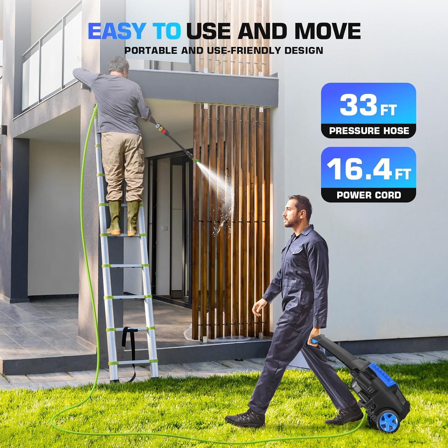 5000PSI Electric Pressure Washer, 2026 4.0 GPM High Power Washer Machine, with Adjustable Nozzle and Soap Bottle for Cars/Fences/Driveways/Home/Patios (Light Blue)