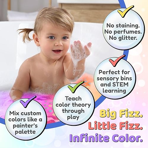 Miniatura 3 de Color MyBath - Tabletas de color de baño para niños, tarro de 300 unidades, cambio de color, no tóxico, no mancha, sin fragancia, mezcla tu propio