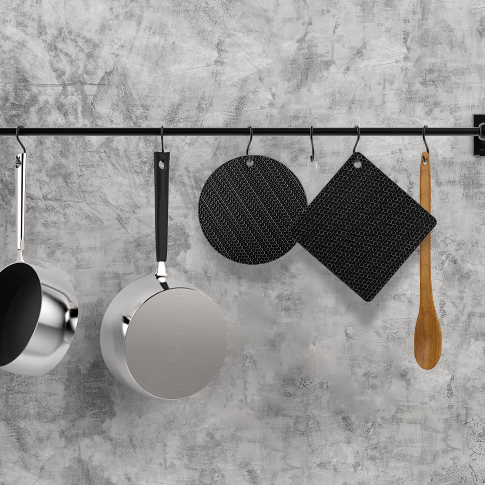 Lot De 4 Maniques En Silicone Noir - Dessous De Plat