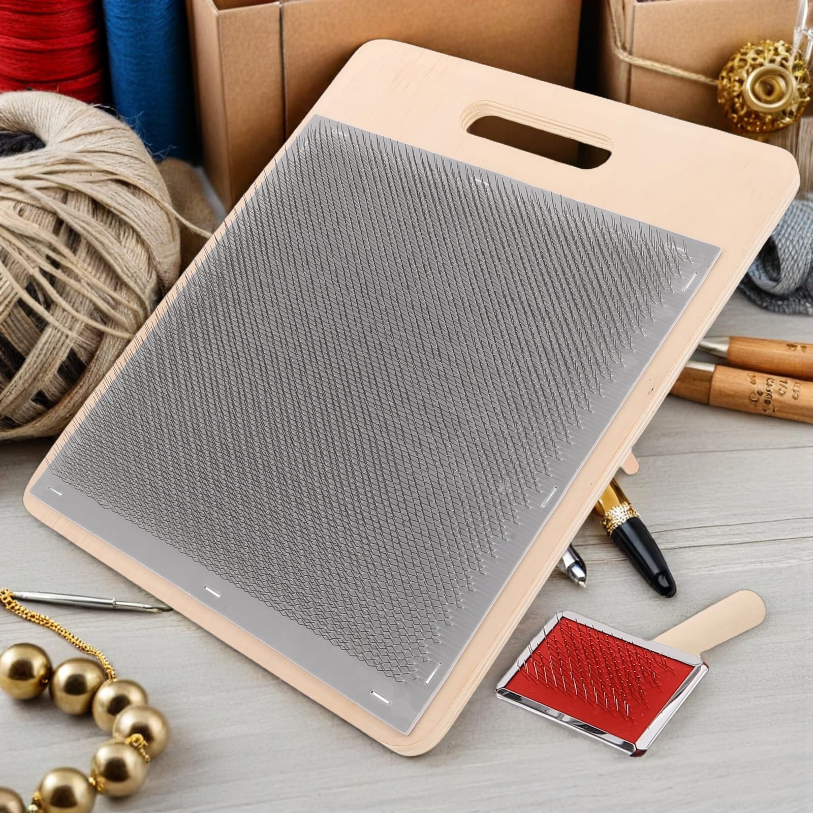 Drewnianych Blending Boards Do Mieszania Włókien Wełnianych z Pędzlami i Kołkami Narzędzia Do Rękodzieła DIY i Szydełkowania