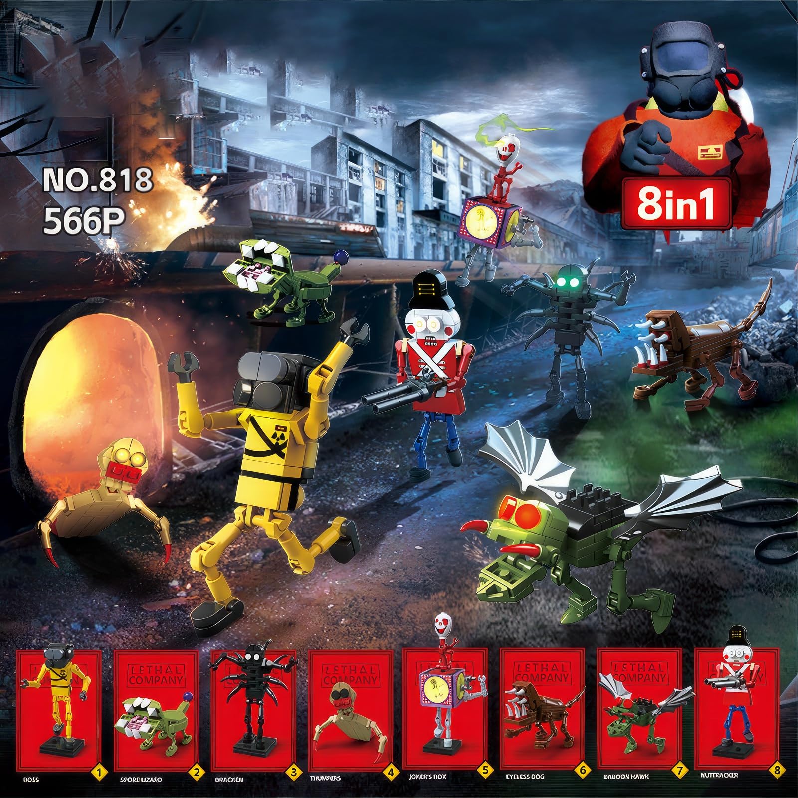 CUIGSRO Lethal Company Building Block Set, 8 in 1 Game Model Toys