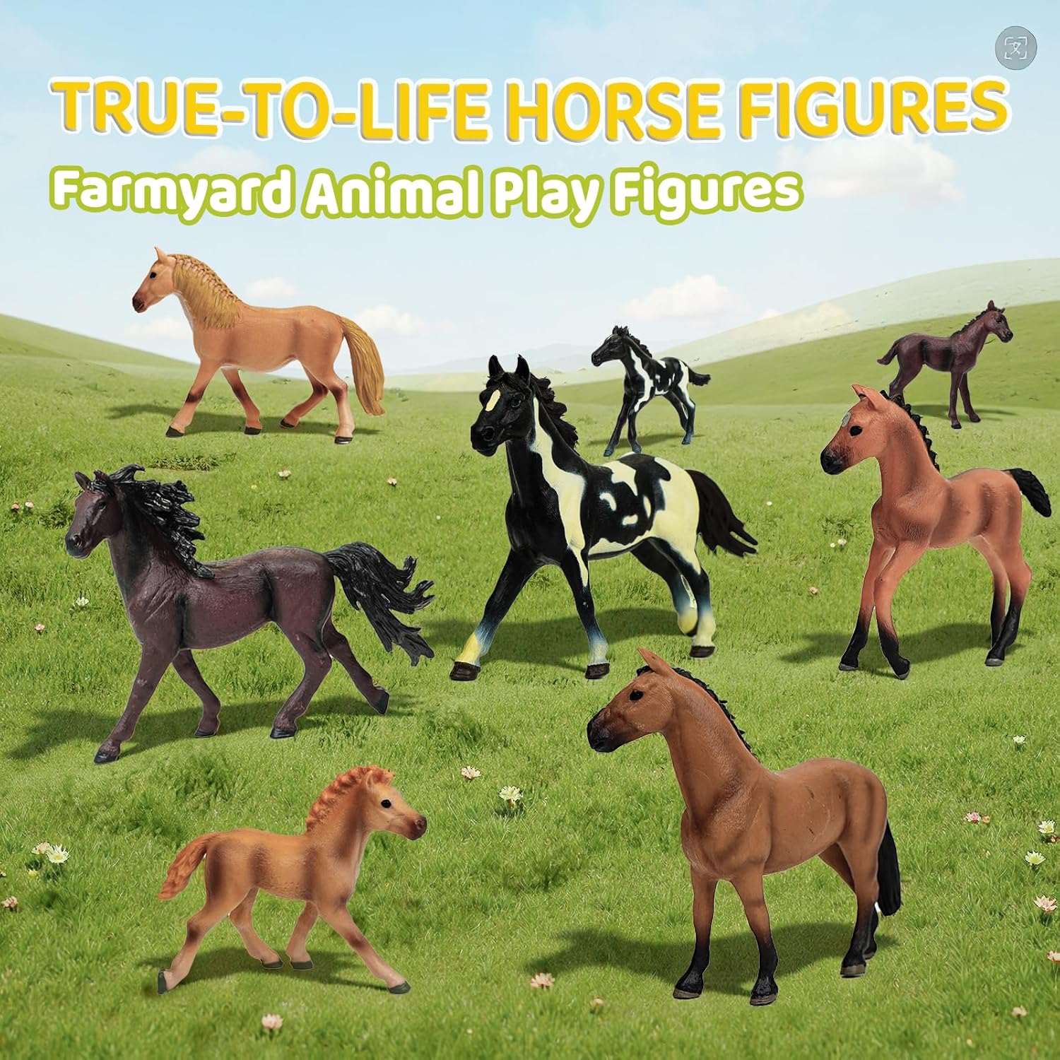 Horse Figurines 8PCS Plastic Toy Horses Farm Animal Toys for Kids Perfect as Horse Party Favors and Toddler Horse Toys
