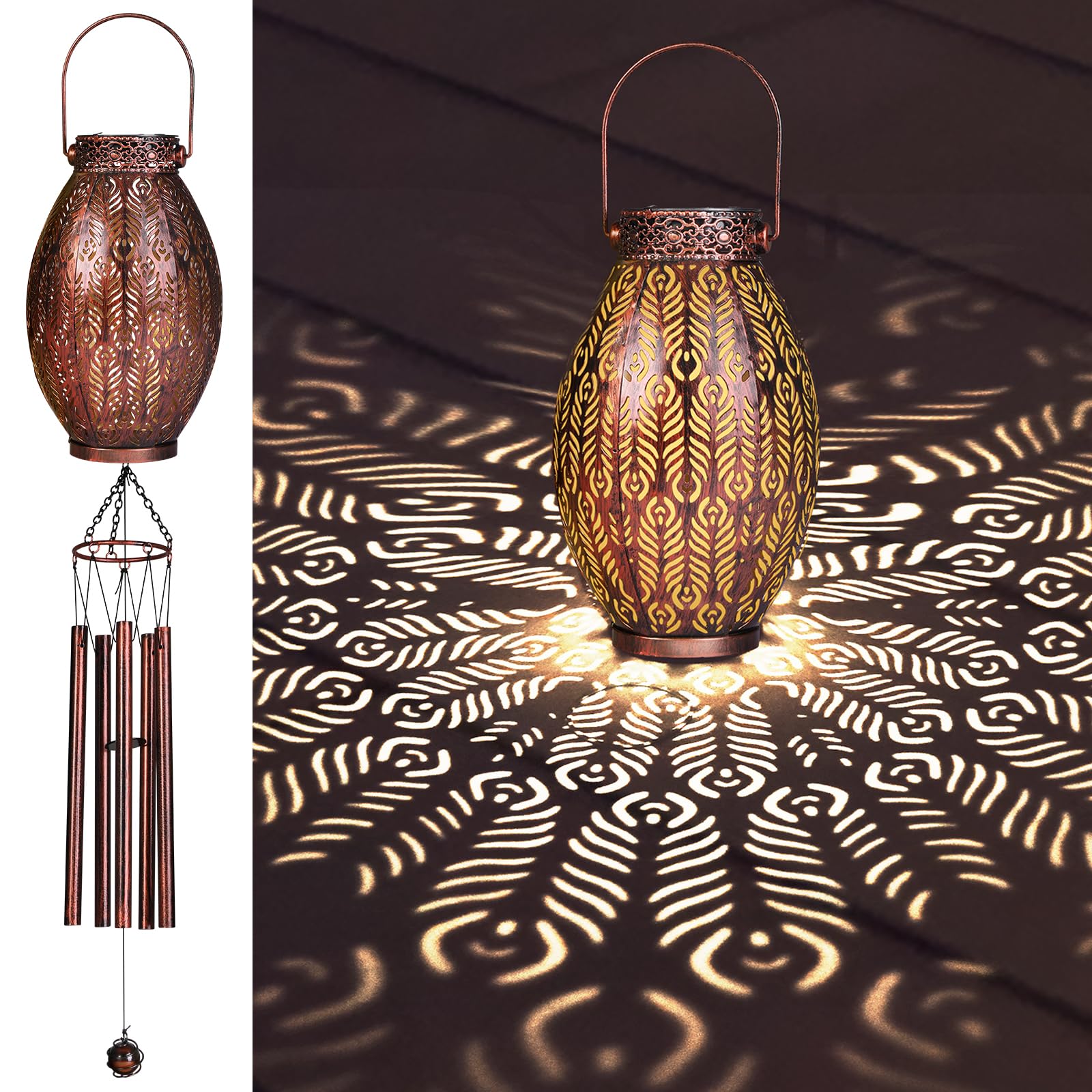 Carillon Éolien Solaire D'Extérieur - Étanche - À Suspendre - Pour