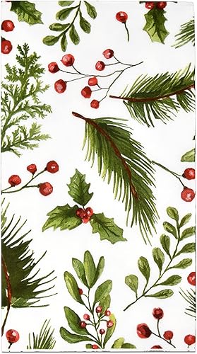 Gift Boutique - 100 servilletas de papel desechable de bayas de Navidad y pino para invitados, toalla de mano para el hogar, tocador, boda, fiesta,