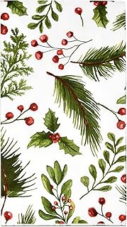 Gift Boutique - 100 Christmas Berries and Pine Guest Napkins Disposable Paper, Xmas Holly Berry Greenery Dinner Hand Napkin Towel for Home, Powder Room, Wedding, Party, Decorative Fingertip Towels