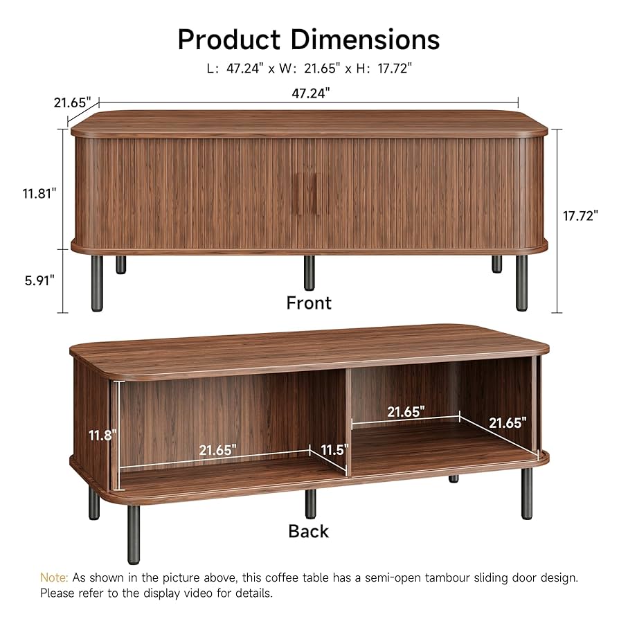 Amazon.com: Coffee Table with Storage, 47.2