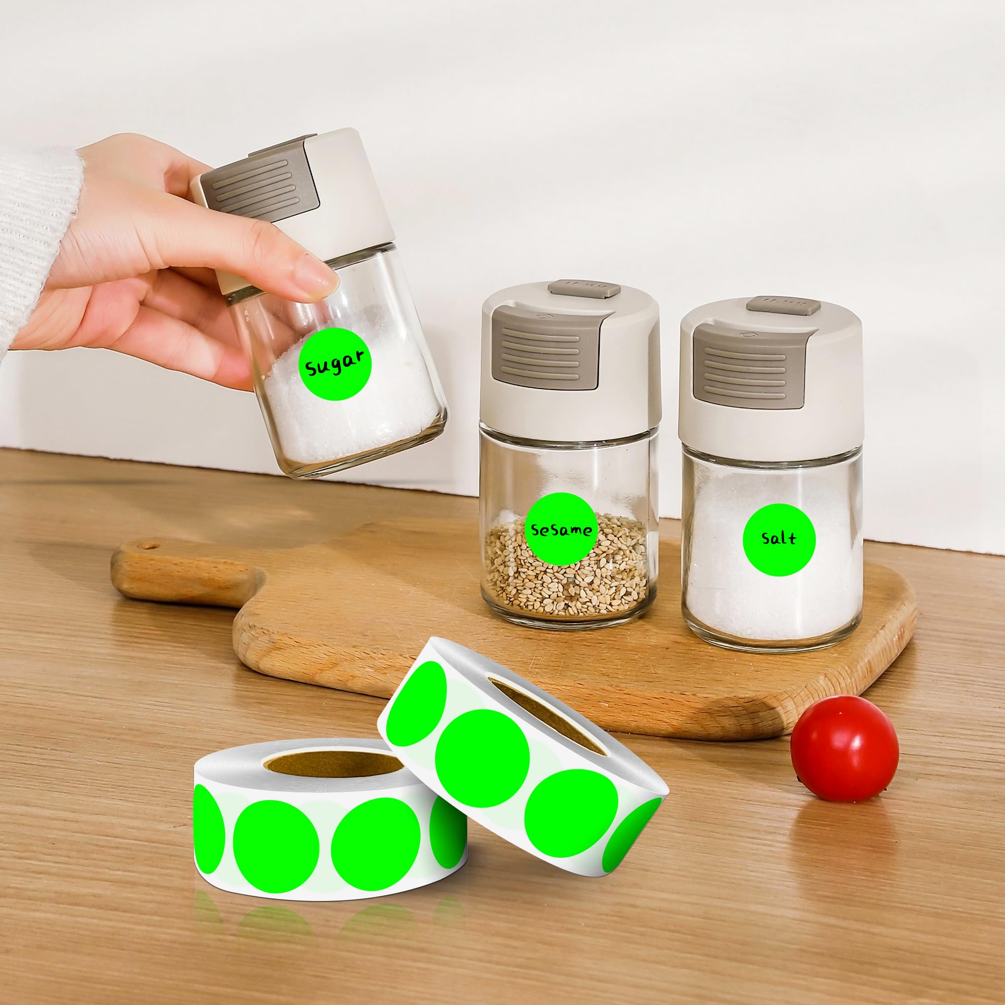 PARLAIM Lot de 10 rouleaux de 10 rouleaux de 10 rouleaux de 10 rouleaux à coder par couleur, boîte distributrice d'étiquettes, vert fluorescent, pour bureau et maison (vert fluo)