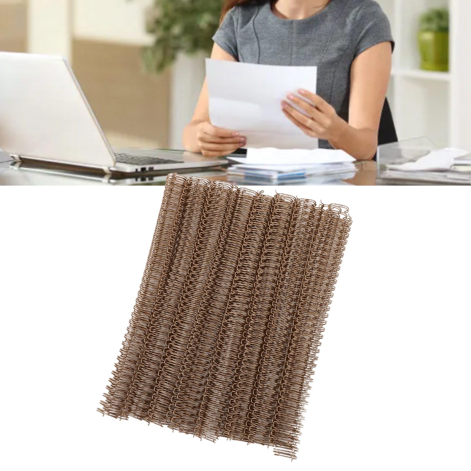 Garosa Anneaux de Reliure en Spirale à Double Boucle, Fer Métallique Haute Résistance, 34 Boucles Doubles, capacité de 120 Feuilles pour les Projets de Bureau et d'école (Bronze)