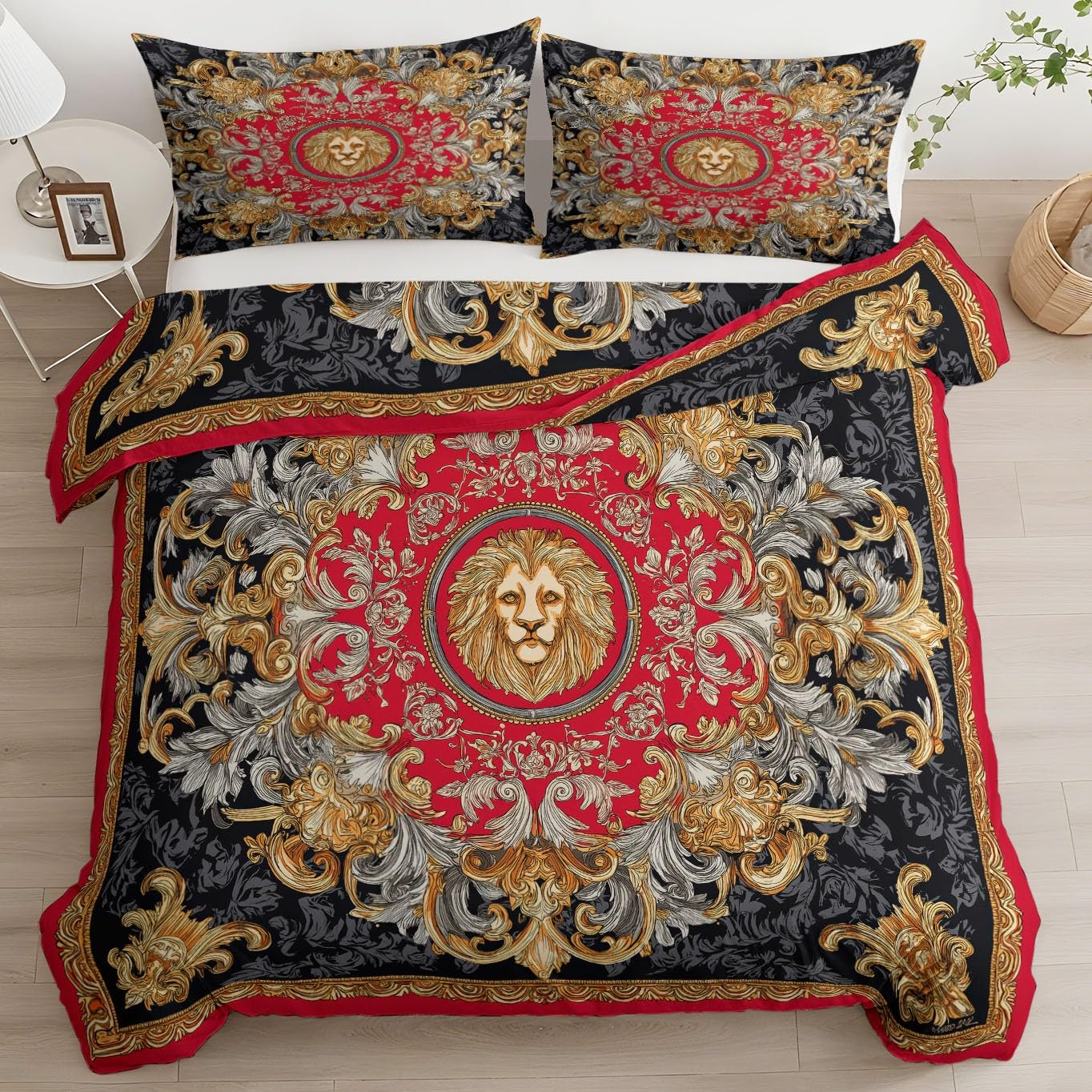 Housse de couette 240x260 cm gris baroque pour transformer l'ambiance d'une chambre ado
