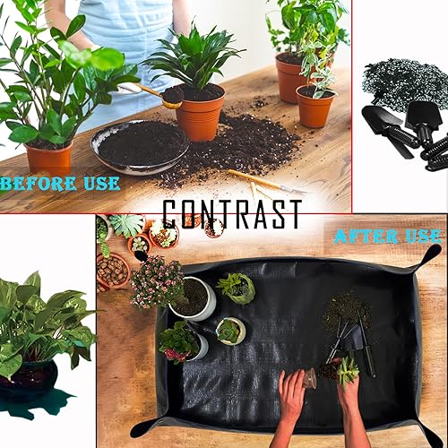Vista 2 de Extra Large 43in*30in Plant Repotting Mat, Waterproof, Foldable, Reusable, Black Negro -,Verde,https:/ www.Yaxa/dp/undefined