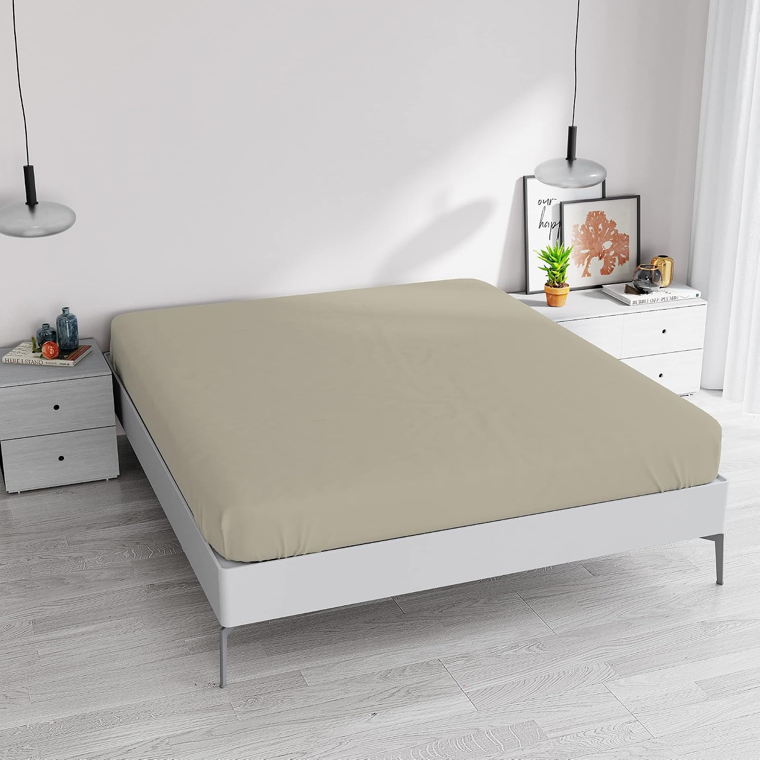 Italian Bed Linen Fitted Sheet "Elegant" with Corner, Microfiber, Maxi double, Dove Gray - Image 3