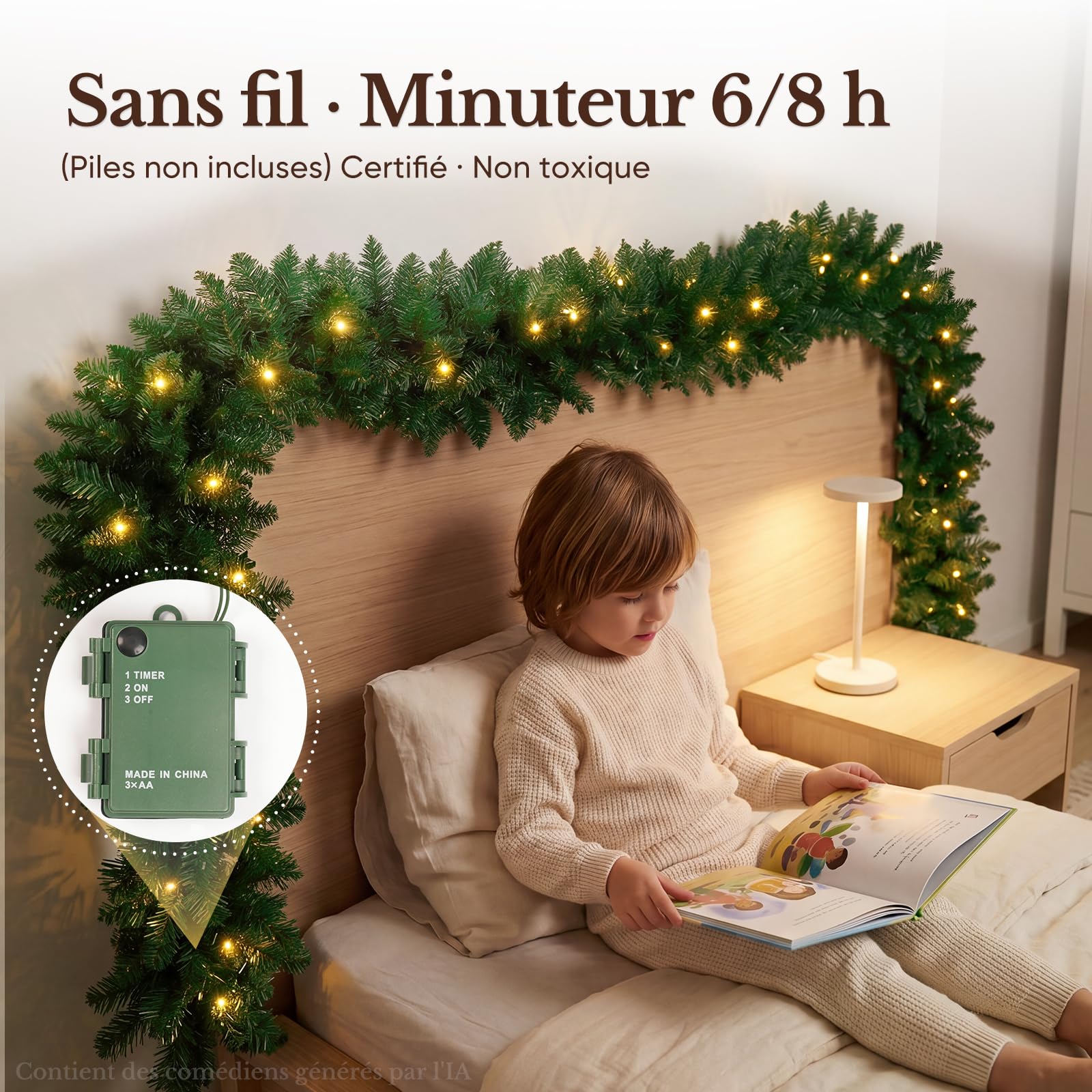 HOKEEPER Guirlande de Noël de 270 cm avec LED