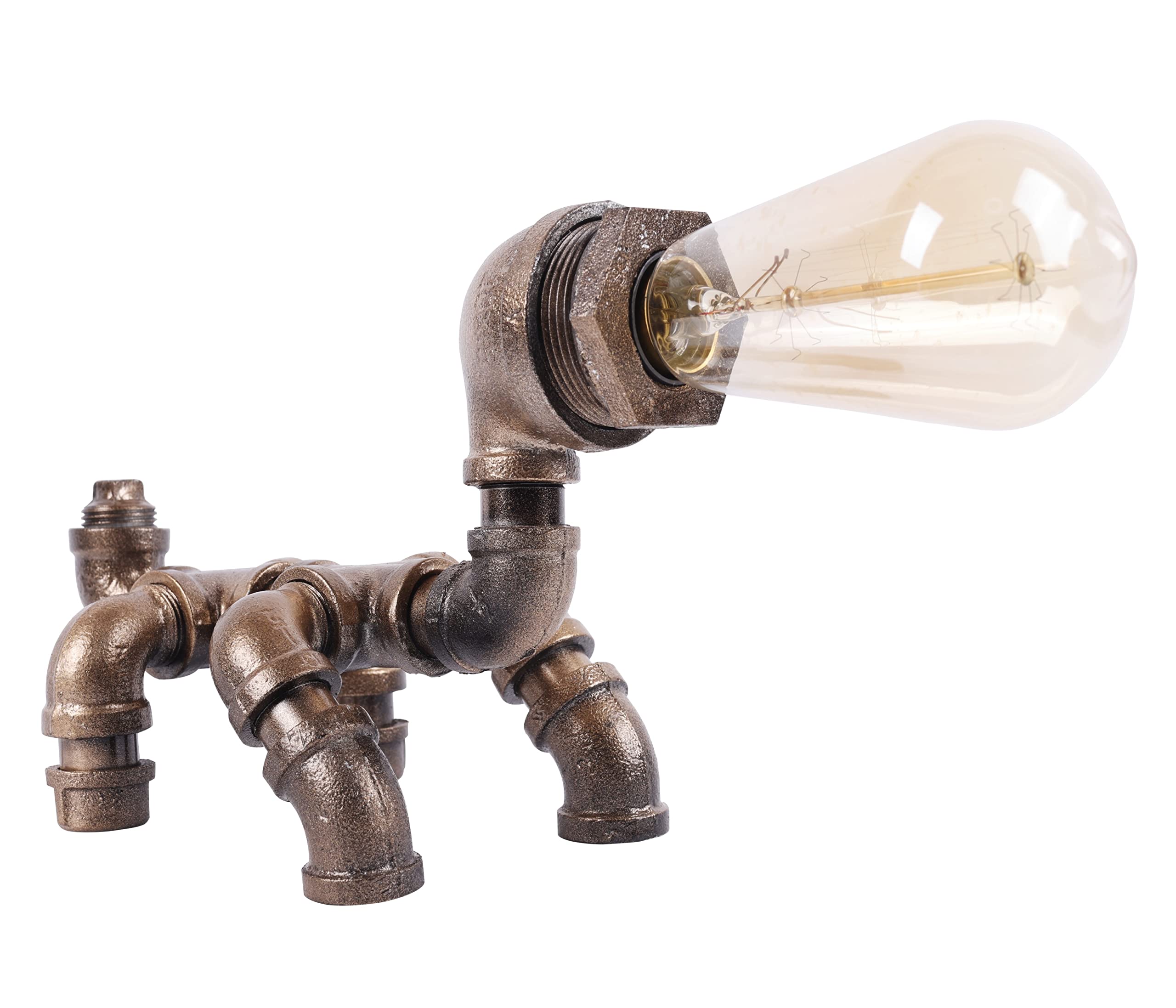 Steampunk Table Lamp, Vintage Industrial Plumbing Robot Table Lamp, Industrial Metal Robot Lamp, Antique Iron Robot Table Lamp for Bar Cafe Desktop Room Decoration