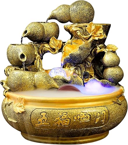 SUNESA Fuente de mesa de resina, fuente de mesa para interiores, cascada, hogar, oficina, Feng Shui, riqueza, decoración de la suerte, apertura de