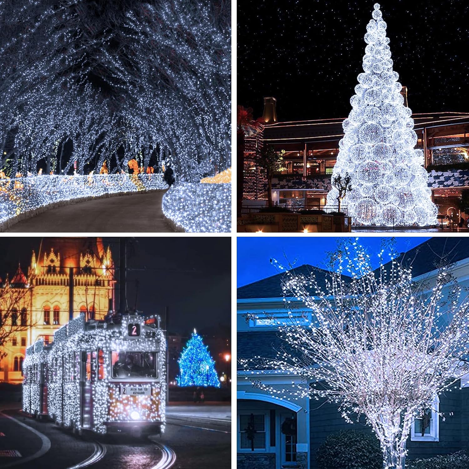 Solar String Lights Outdoor, 4 Pack Each 100 LED Solar Twinkle Lights for Outside, Waterproof Copper Wire with 8 Modes Solar Fairy Lights for Garden Yard Tree Wedding Christmas Decor(Cool White)