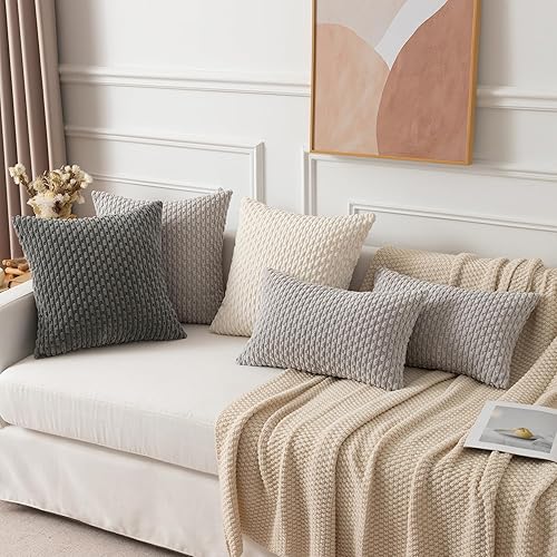 Miniatura 8 de Kevin Textile - Juego de 2 fundas decorativas cuadradas para cojines, de pana suave y con moderno estilo campestre bohemio a rayas, decorar hogar,