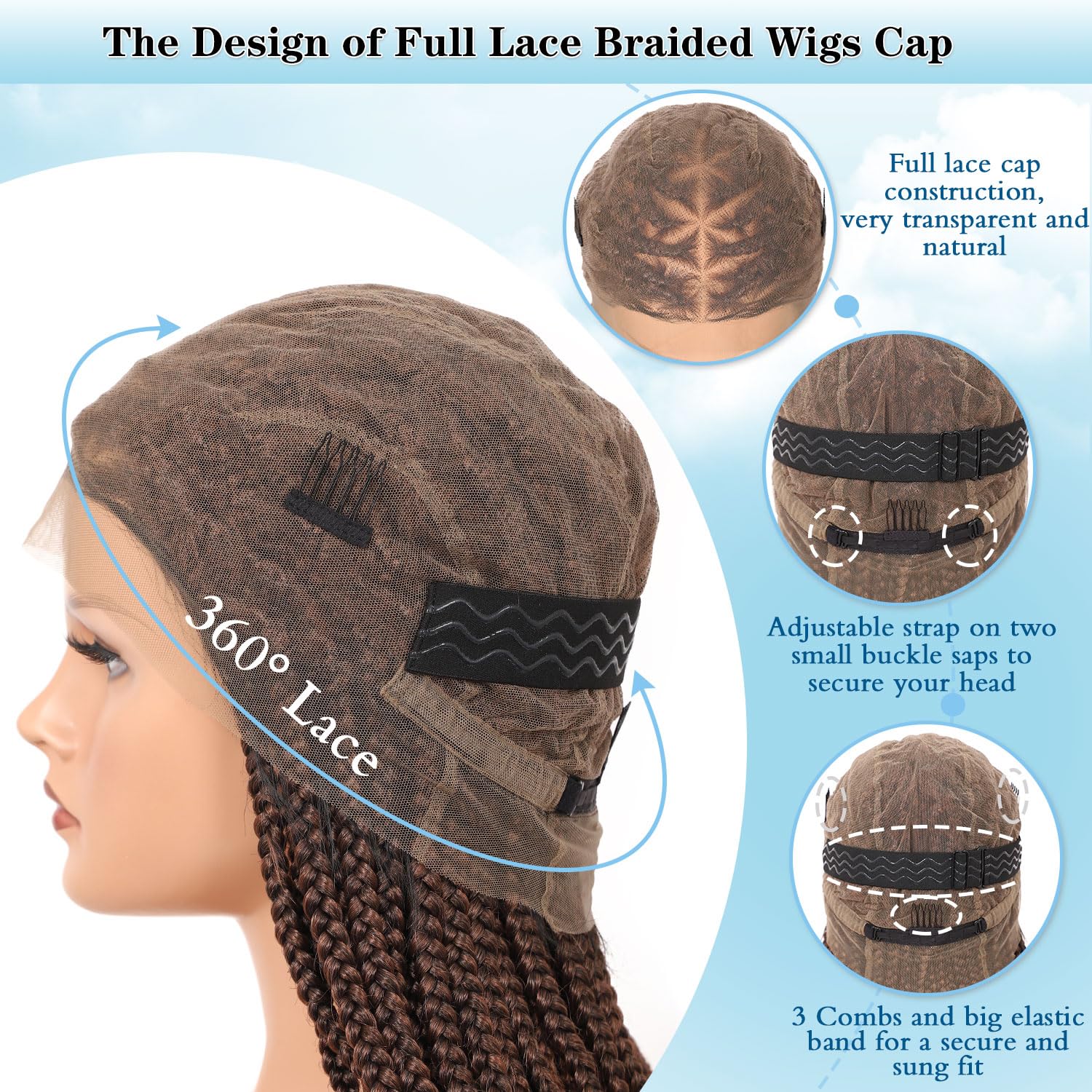 Full Lace Knotless Braided Wigs for Black Women Short Brown Braided Wigs Box Braid Wig with Baby Hair Ombre Brown Shrot Braided Wig for Women,12 inches 360 hd Full Lace