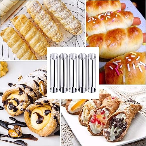 Miniatura 3 de Woohome Juego de 42 moldes de cuerno de crema de tubos de canoli, juego de boquillas de soplo, moldes de cuerno de crema de acero inoxidable,