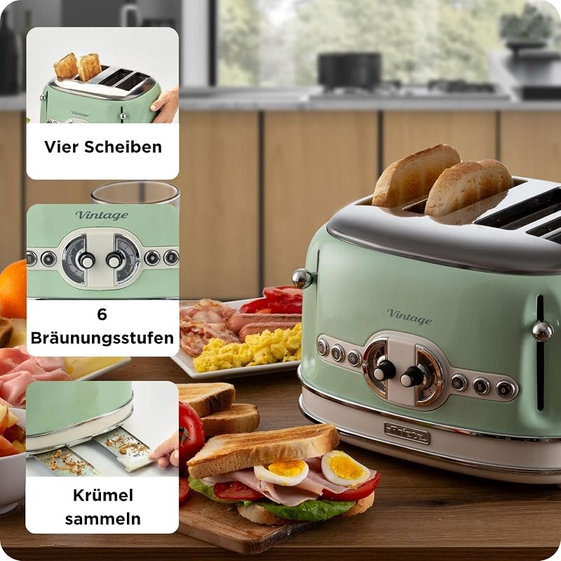 Ariete 156/04 Vintage Négy Szeletes Toaster Zöld