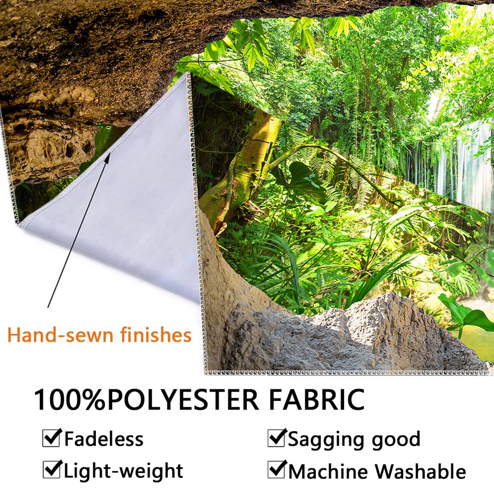 WIERAEM Wald Wandteppich Natur Wasserfall Wasser Wandtuch Groß GrüN Höhle Landschaft Wandbehang Geeignet für Wohnzimmer Schlafzimmer und Arbeitszimmer Dekoration L 300 X H 180cm
